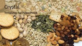  Presentation with nuts - Presentation design featuring mixed-nuts-and-dried-fruit background and a  colored foreground