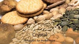  Presentation with dried vine fruit - Beautiful PPT theme featuring mixed nuts and dried fruit backdrop and a  colored foreground