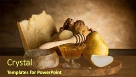  Presentation with pear - Presentation theme having mixed-of-italian-cheese background and a tawny brown colored foreground