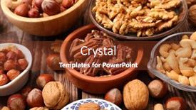  Presentation with walnut - Cool new slide deck with mixed-of-nuts-almond-walnut backdrop and a tawny brown colored foreground