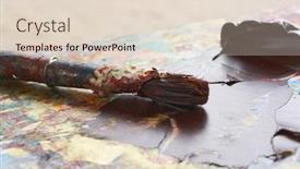  Presentation with brush - Cool new presentation with mixed-oil-colors-and-brush backdrop and a lemonade colored foreground