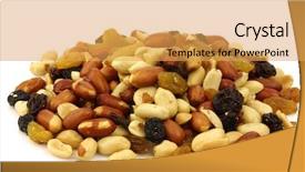  Presentation with peanuts - Slide deck consisting of mixed peanuts and raisins on a white background background and a yellow colored foreground