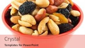  Presentation with peanuts - Presentation theme featuring mixed-peanuts-in-a-modern background and a coral colored foreground