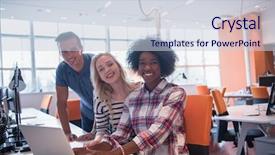  Presentation with team meeting - Beautiful PPT layouts featuring mixed people - multiethnic startup business team backdrop and a  colored foreground