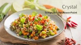  Presentation with goji - Amazing presentation having mixed-quinoa-salad-with-goji backdrop and a yellow colored foreground