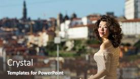  Presentation with race - Slide deck with mixed-race-asian-woman background and a tawny brown colored foreground