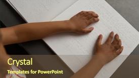  Presentation with high school - Cool new slides with mixed-race blind school backdrop and a tawny brown colored foreground