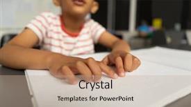  Presentation with blind - Theme with mixed-race blind school background and a coral colored foreground