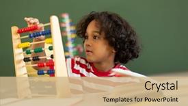  Presentation with front desk - Amazing slide deck having mixed-race boy learning mathematics backdrop and a coral colored foreground