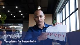  Presentation with paperwork - Audience pleasing presentation design consisting of mixed-race-businessman-sitting-having backdrop and a ocean colored foreground