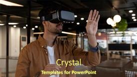  Presentation with virtual workplace - Presentation theme consisting of mixed-race-businessman-wearing-virtual background and a tawny brown colored foreground