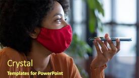  Presentation with hygiene - Amazing PPT layouts having mixed-race-businesswoman-wearing-face backdrop and a tawny brown colored foreground