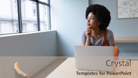  Presentation with social distancing - Audience pleasing slide deck consisting of mixed-race-businesswoman-working backdrop and a soft green colored foreground