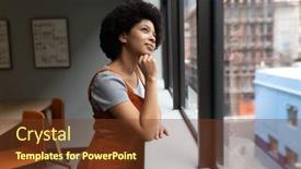  Presentation with creative thinking - Amazing PPT theme having mixed-race-businesswoman-working backdrop and a tawny brown colored foreground