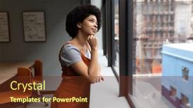  Presentation with creative thinking - Presentation theme having mixed-race-businesswoman-working background and a tawny brown colored foreground