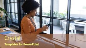  Presentation with social distancing - Amazing theme having mixed-race-businesswoman-working backdrop and a tawny brown colored foreground