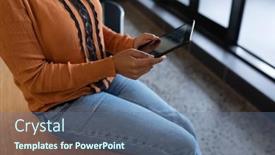  Presentation with social distancing - Cool new slides with mixed-race-businesswoman-working backdrop and a ocean colored foreground