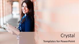  Presentation with college campus - PPT theme consisting of mixed race college student background and a lemonade colored foreground