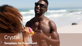  Presentation with race - Colorful presentation design enhanced with mixed-race-couple-enjoying-free backdrop and a tawny brown colored foreground
