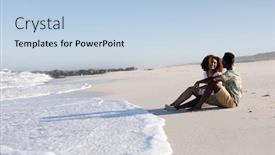  Presentation with free - Beautiful slide set featuring mixed-race-couple-enjoying-free backdrop and a light blue colored foreground