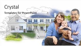  Presentation with white house - PPT layouts having mixed race couple with baby background and a  colored foreground