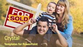  Presentation with happy baby - PPT layouts enhanced with shop houses - happy mixed race couple background and a tawny brown colored foreground