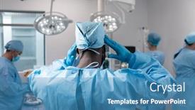  Presentation with surgical masks - Audience pleasing PPT layouts consisting of mixed-race-doctors-wearing-face backdrop and a teal colored foreground