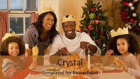 Presentation with christmas dinner - Amazing presentation having mixed race family having christmas backdrop and a gold colored foreground