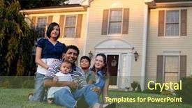  Presentation with race - Amazing presentation having mixed-race family of five with their suburban home behind them backdrop and a tawny brown colored foreground