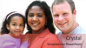  Presentation with race - Colorful slides enhanced with inter - mixed race family set backdrop and a red colored foreground