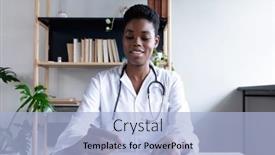  Presentation with medical video - Amazing slide deck having mixed-race-female-doctor-sitting backdrop and a light blue colored foreground