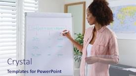  Presentation with english teacher - PPT layouts with mixed-race-female-english-teacher background and a lemonade colored foreground