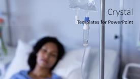  Presentation with female hospital patient - Slide deck enhanced with mixed-race-female-patient-lying background and a light blue colored foreground