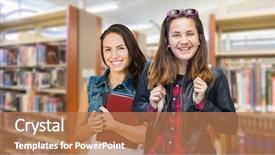  Presentation with female college student uti - Amazing slide set having mixed race female students wearing backdrop and a coral colored foreground
