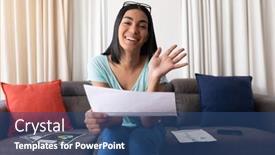  Presentation with home documents - Cool new slides with mixed-race-gender-fluid-man backdrop and a ocean colored foreground