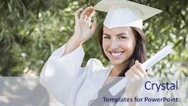  Presentation with racing diversity race ethnicity - Amazing PPT layouts having mixed race girl celebrating graduation backdrop and a sky blue colored foreground