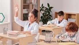  Presentation with elementary - PPT theme enhanced with mixed-race-girl-of-elementary background and a coral colored foreground