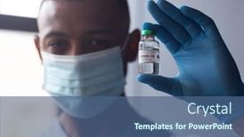  Presentation with vaccination - PPT layouts having mixed-race-male-doctor-holding background and a ocean colored foreground