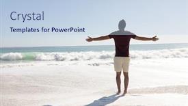  Presentation with race - Cool new slide deck with mixed-race-man-enjoying backdrop and a light blue colored foreground