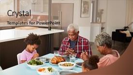  Presentation with black people praying - Cool new theme with mixed race religion - grandparents praying before meal backdrop and a coral colored foreground