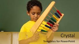  Presentation with race - Beautiful slides featuring mixed-race schoolboy learning mathematics backdrop and a gold colored foreground