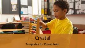  Presentation with mathematics - Colorful slides enhanced with mixed-race schoolboy learning mathematics backdrop and a gold colored foreground