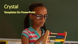  Presentation with mathematics - Slide deck enhanced with mixed-race schoolgirl learning mathematics background and a tawny brown colored foreground