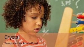  Presentation with school board - Amazing presentation theme having mixed-race schoolgirl learning mathematics backdrop and a coral colored foreground