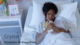  Presentation with hospital bed - Beautiful slide deck featuring mixed-race-sick-girl-sitting backdrop and a light blue colored foreground