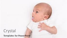  Presentation with white sheet - Cool new presentation theme with mixed race south asian and caucasian newborn baby on white sheet backdrop and a sky blue colored foreground