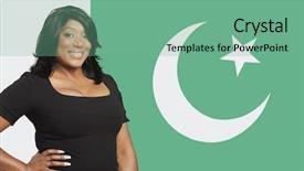  Presentation with pakistani flag - Amazing slide deck having mixed race woman against pakistani backdrop and a seafoam green colored foreground