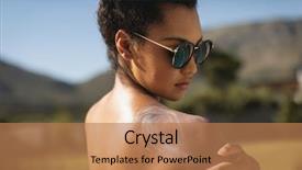  Presentation with sunscreen - Slide deck consisting of mixed race woman applying sunscreen background and a coral colored foreground