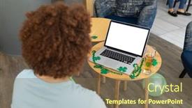  Presentation with saint patrick day - Audience pleasing theme consisting of mixed-race-woman-celebrating-st backdrop and a violet colored foreground