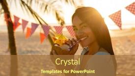  Presentation with sunset beach - Presentation enhanced with mixed-race-woman-enjoying background and a red colored foreground